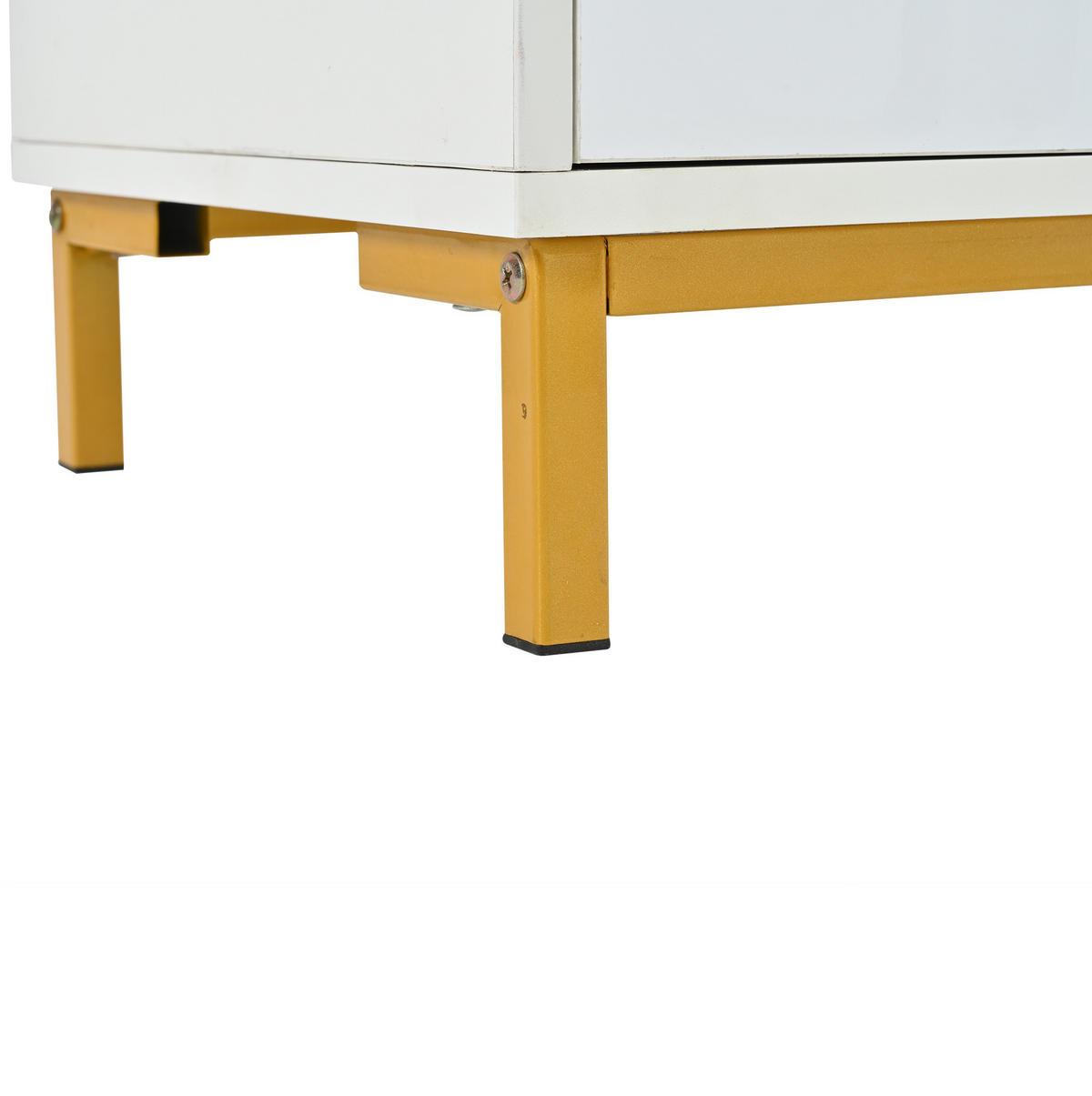 SCHUHSCHRANK 100/38/68 cm in Weiß/Gold mit Sitzkissen und Hochglanzfront - Weiß, Holzwerkstoff (100/68/38cm) - Flora Grace