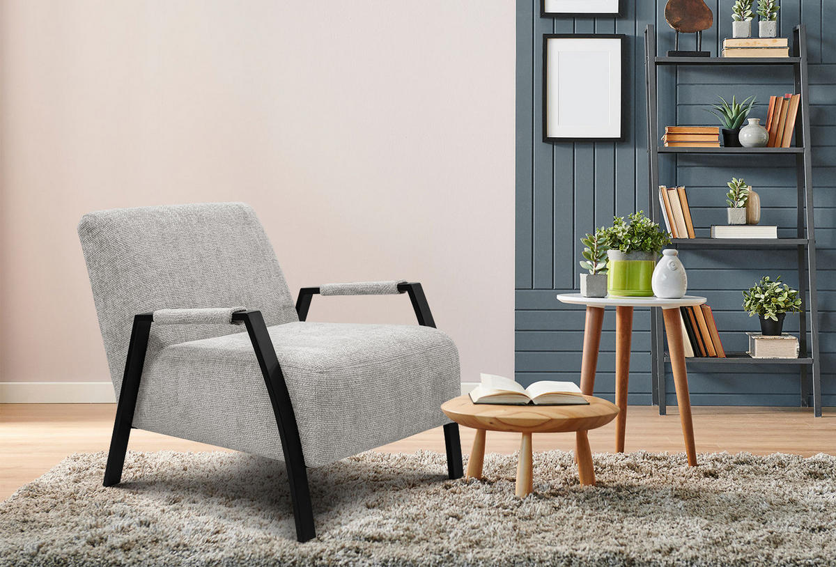 SESSEL KOBE, ecru - Ecru/Schwarz, Holz/Textil (72/76/90cm) - Courtois Laville