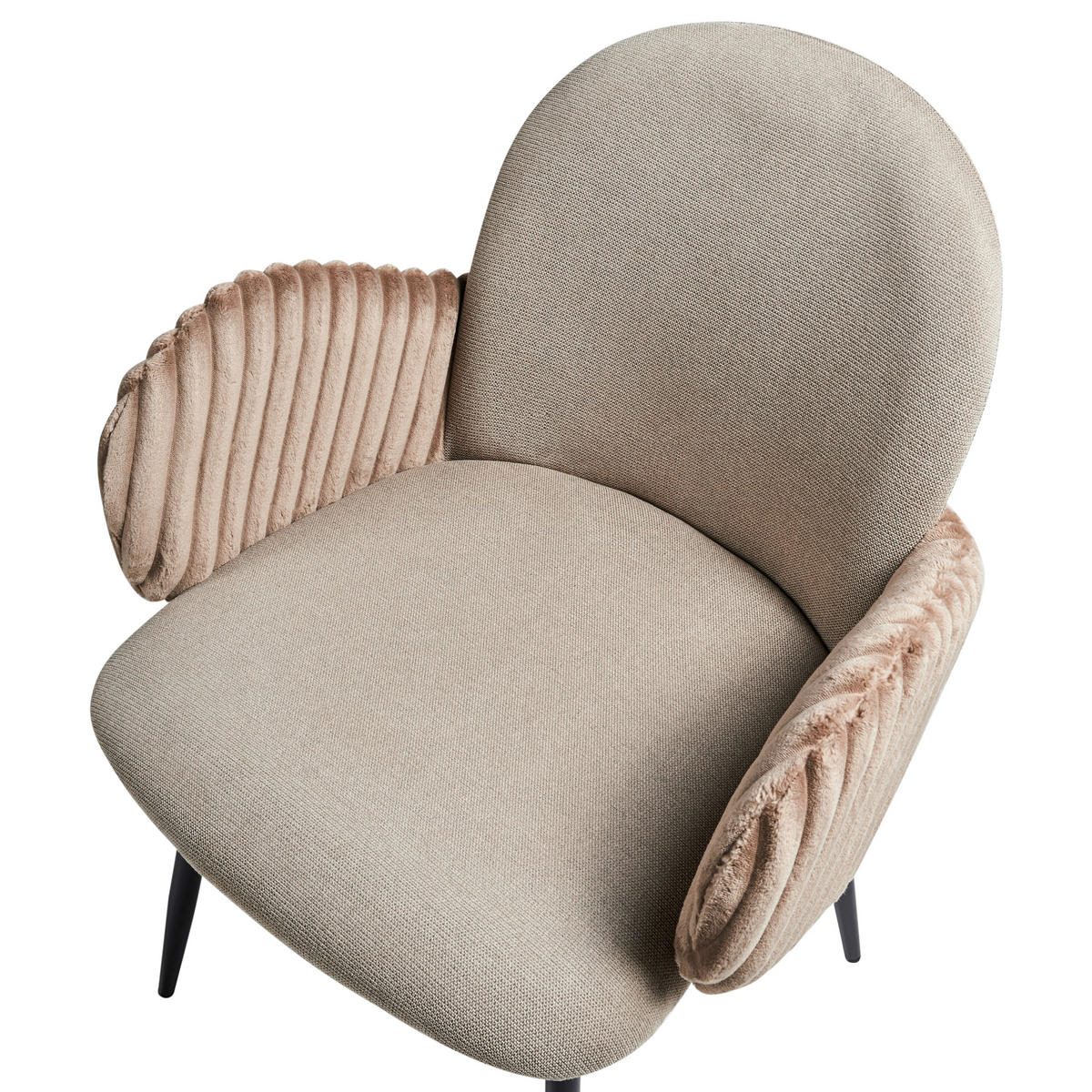ESSZIMMERSTUHL 2er-Set Taupe Amity - Taupe/Schwarz, Textil (50/84/56cm) - Beliani