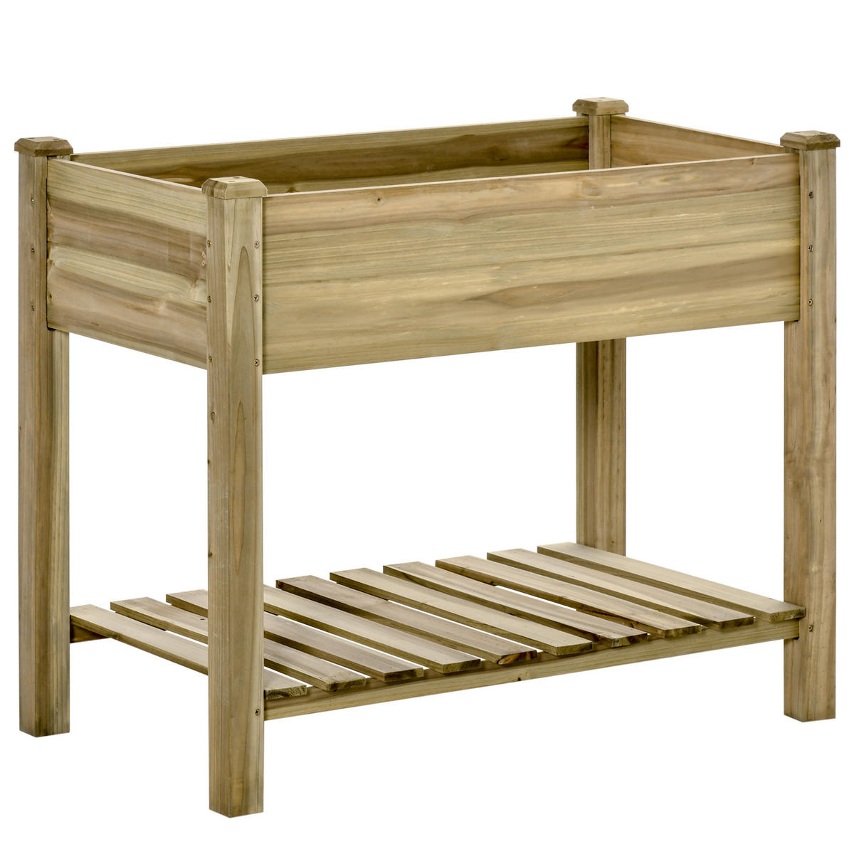 HOCHBEET DE-15968 mit Lattenablage Kiefernholz - Grün, Holzwerkstoff (91/76/51cm) - ComfortXL
