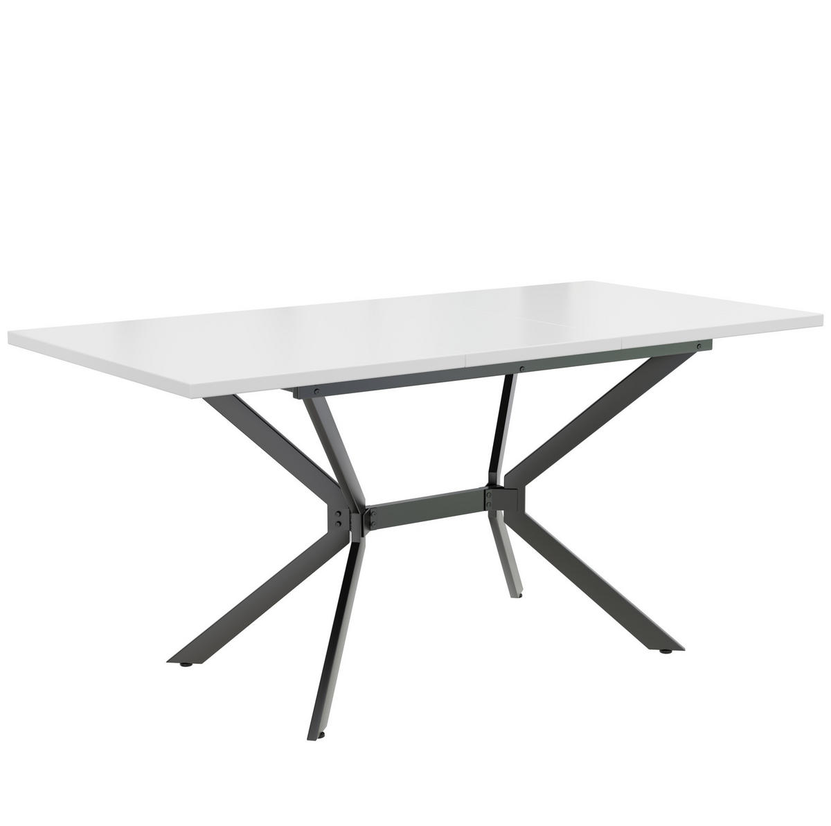 ESSTISCH 120/160/80 cm in Weiß aus MDF, ausziehbar mit schwarzen Metallbeinen - Weiß, Holzwerkstoff (160/75/80cm) - Flora Grace