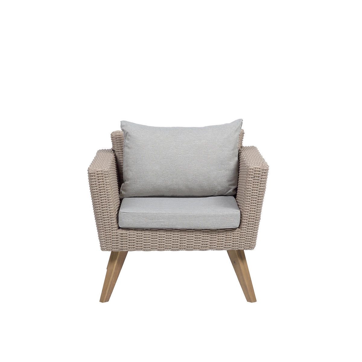 LOUNGE-SET 4-sitzer Rattan Grau Vittoria - Beige, Kunststoff - Beliani