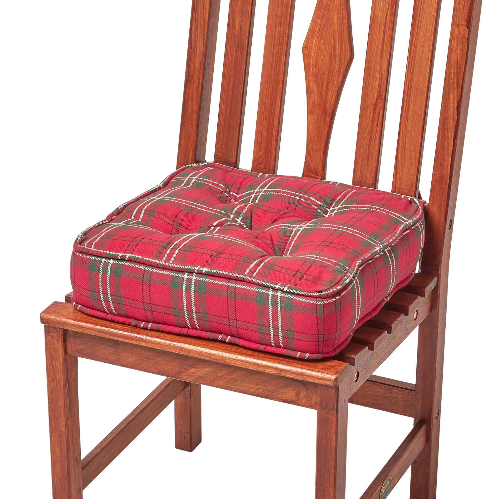 SITZKISSEN rot-grün kariert 40/40/10 cm – Stuhlkissen Baumwolle - Rot, Textil (40/40/10cm) - Homescapes