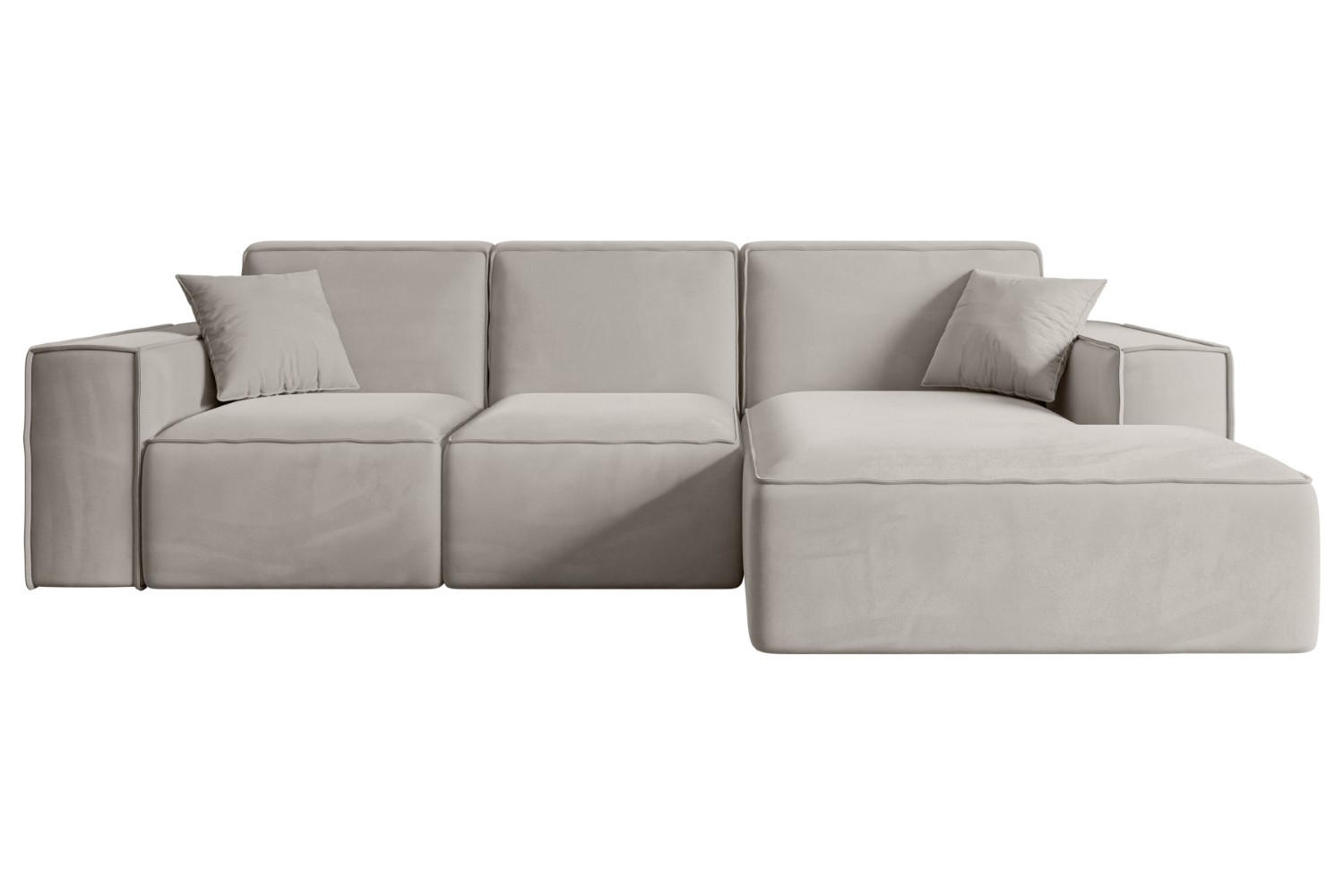 ECKSOFA Ottomane Rechts SERRA-L - 266x165x73 cm Hellbraun Velours - Hellbraun/Schwarz, Holzwerkstoff/Kunststoff (266/165cm) - ALTDECOR