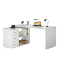 SCHREIBTISCH drehbar mit Schubladen 140 x 50 x 76 cm - Weiß, Holzwerkstoff/Metall (50/140/76cm) - Quality Elegance