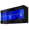 HÄNGEVITRINE SAVONA, Schwarz, LED Blau - Schwarz, Glas/Holzwerkstoff (100/50/27.2cm) - Komodee
