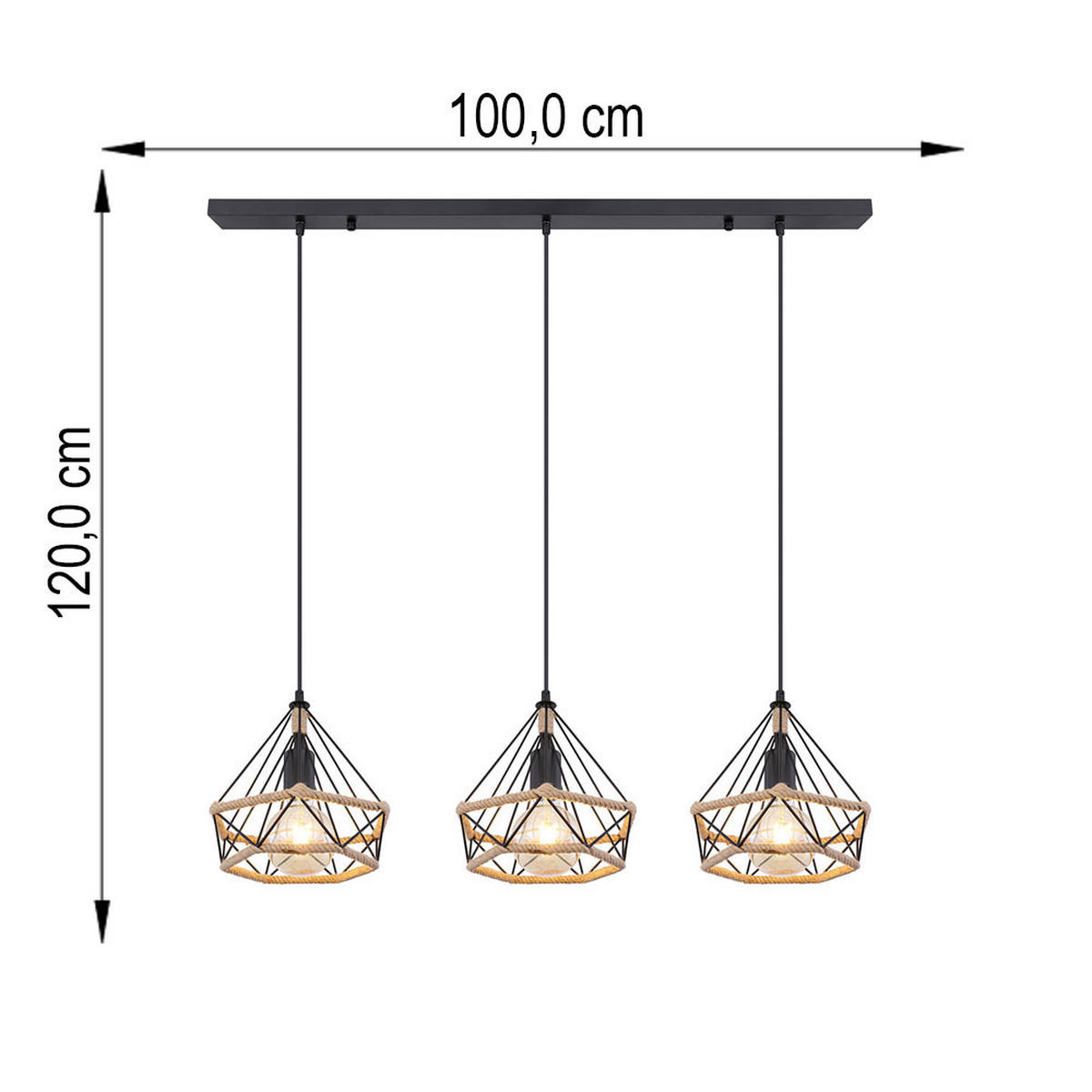 LED HÄNGELEUCHTE Metall Schwarz - Schwarz, Metall (100/25/120cm) - Globo Lighting