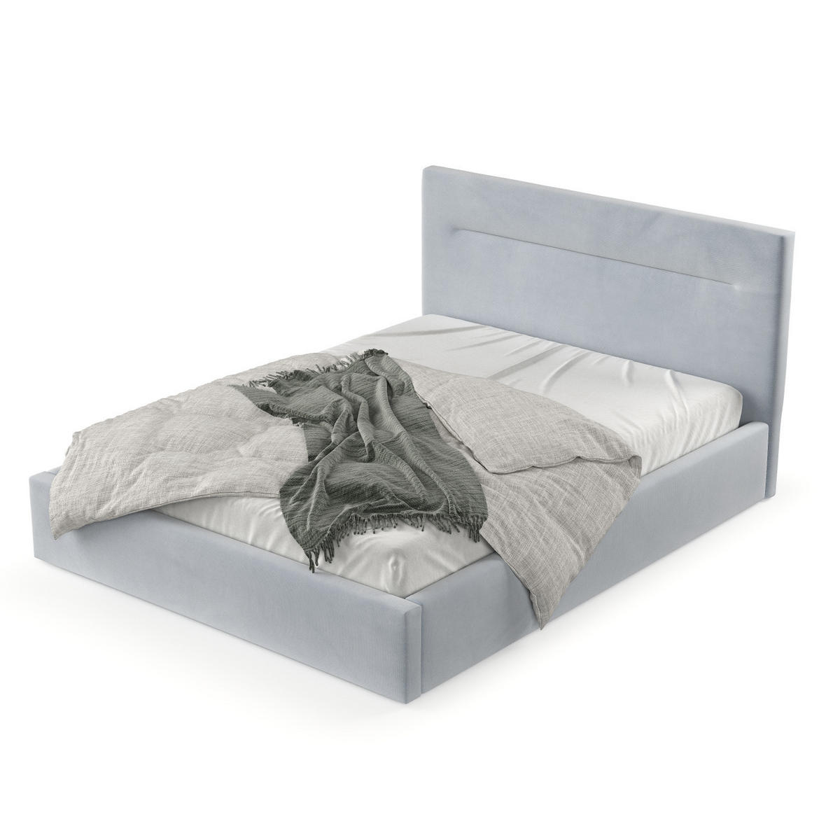POLSTERBETT Liline 140/200 cm Hellgrau im Paros Stoff - Hellgrau/Schwarz, Holz/Holzwerkstoff (140/200cm) - AltaBeds