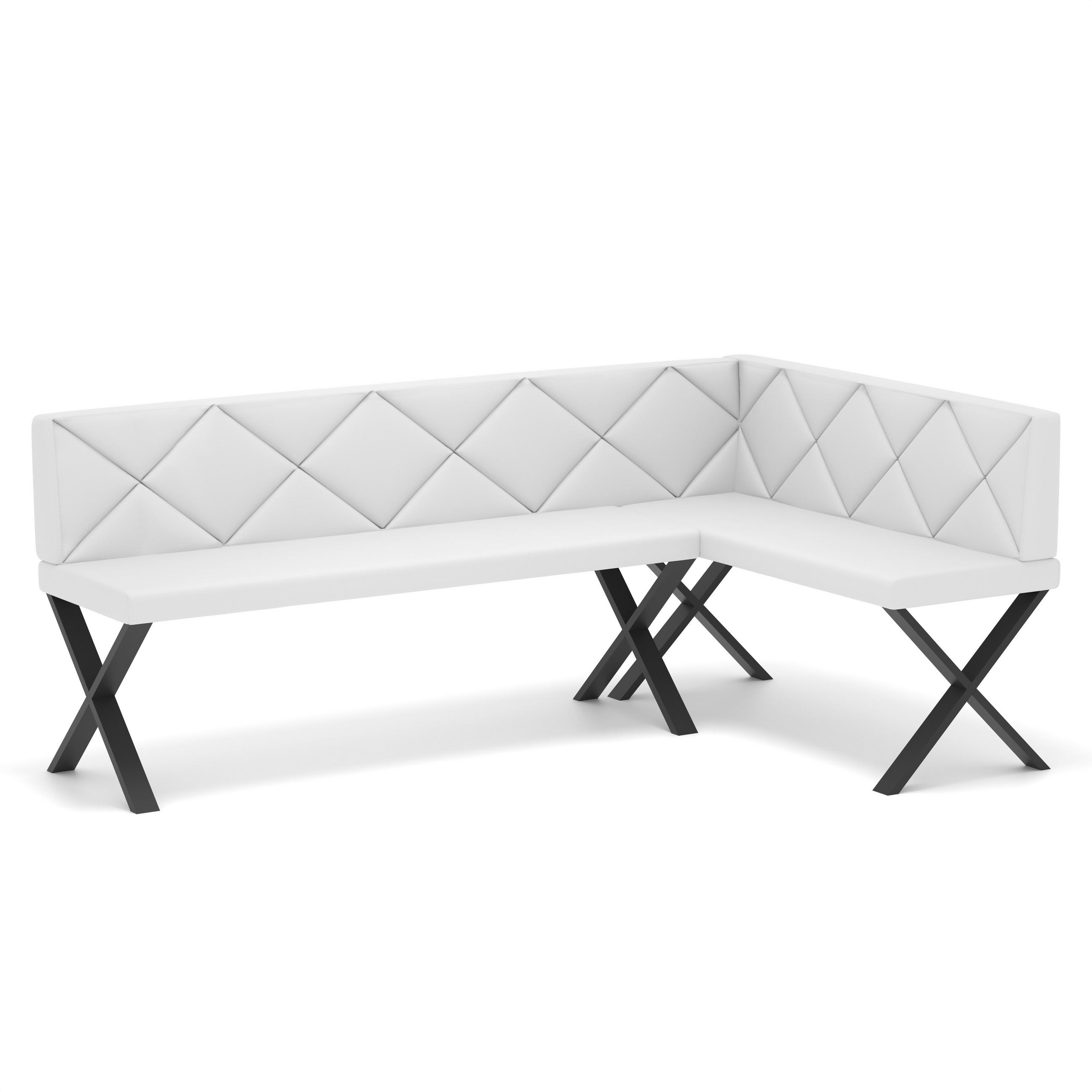 ECKBANK rechts VERO X Kunstleder gesteppt, 196/ 142 cm Weiß - Weiß, Kunststoff/Textil (142/196cm) - Idohome