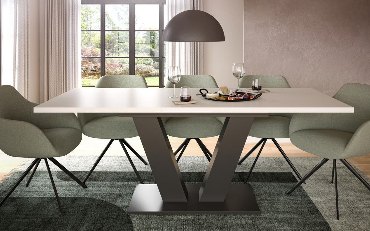 ESSTISCH weiß, grau 150 - 190 cm, Küchentisch ausziehbar - Weiß/Grau, Holz/Holzwerkstoff (150/90/76cm) - Inn.Furn