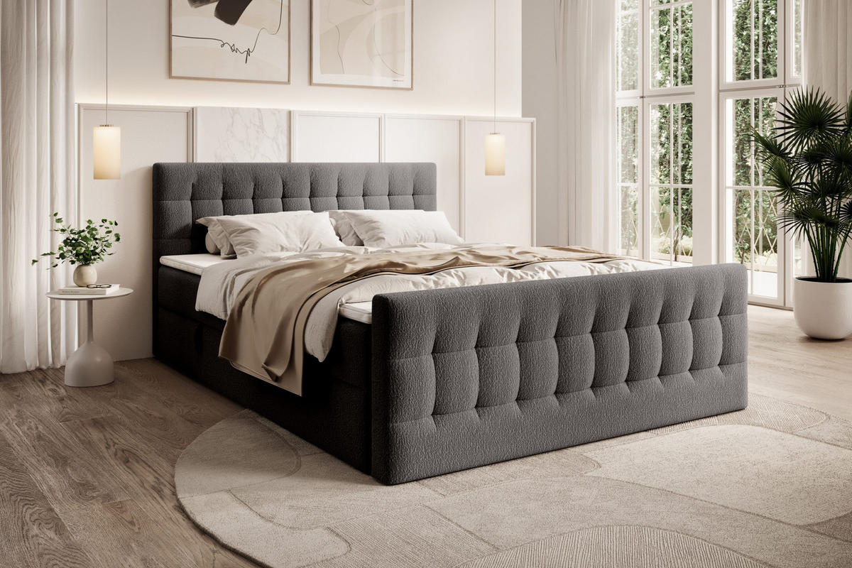 DOPPELBETT Yazo Royal 200x200 cm, Grau - Grau, Textil (200/200cm) - Fedve