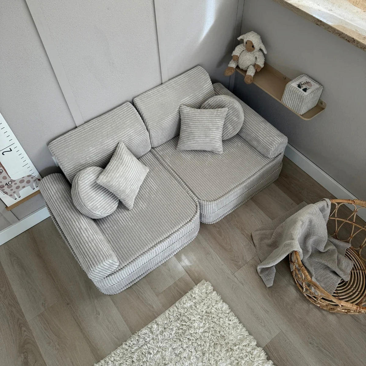 KINDERSOFA AESTHETIC 120 cm Cord Ecru 10 Stk - Beige, Textil (60/12.5/120cm) - MeowBaby
