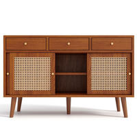 SIDEBOARD 120/40/78 cm aus MDF mit Rattangeflecht und 3 Schubladen Walnussfarben - Eichefarben, Holzwerkstoff (120/78/40cm) - Modenvie