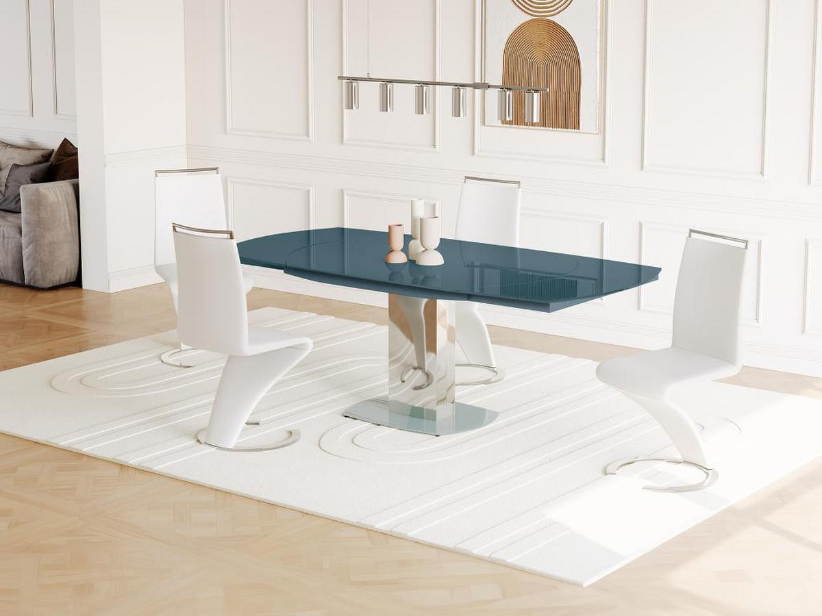 ESSTISCH ausziehbar - Glas & Metall - Grau - TALICIA - Grau, Glas (190/105/75cm) - Vente-Unique