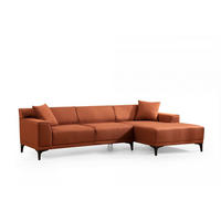 ECKSOFA modern inklusive Zierkissen - Schwarz/Orange, Holz/Kunststoff (145/250cm) - myHomelando