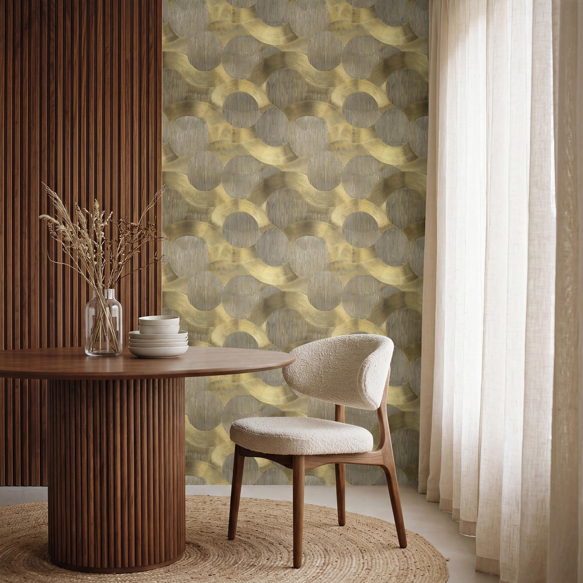 TAPETE - Modern - Geometrisch - Gold - 160x260 cm - Goldfarben, Papier (160/260cm) - OnlyWow