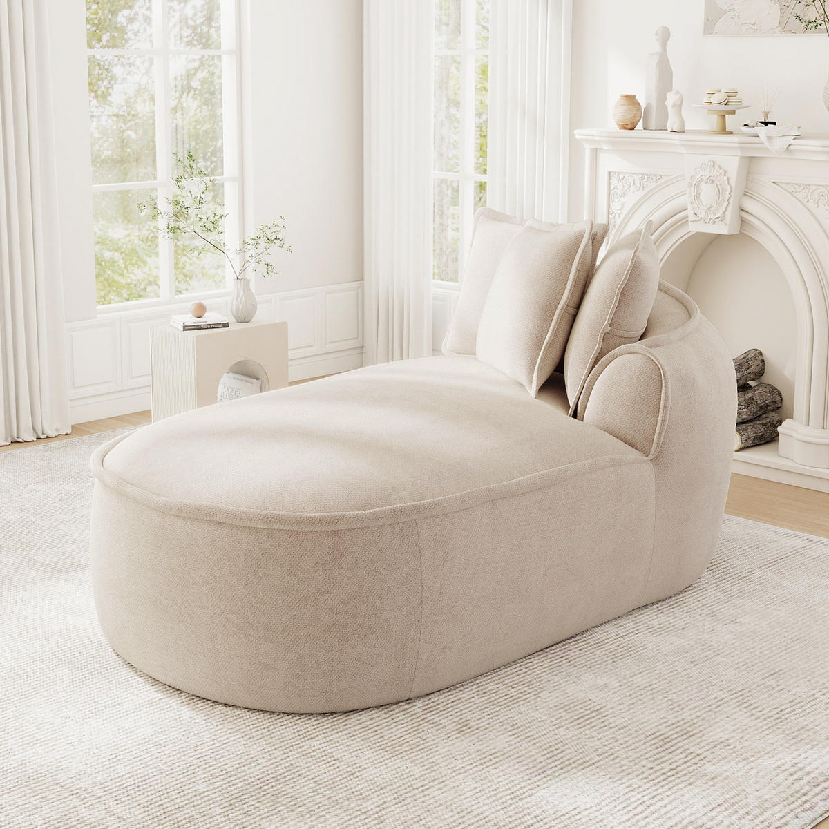 RÉCAMIERE rechte Chaiselongue mit Kissen, DE-42643, Helltaupe - Taupe, Textil (164/67/92cm) - ComfortXL