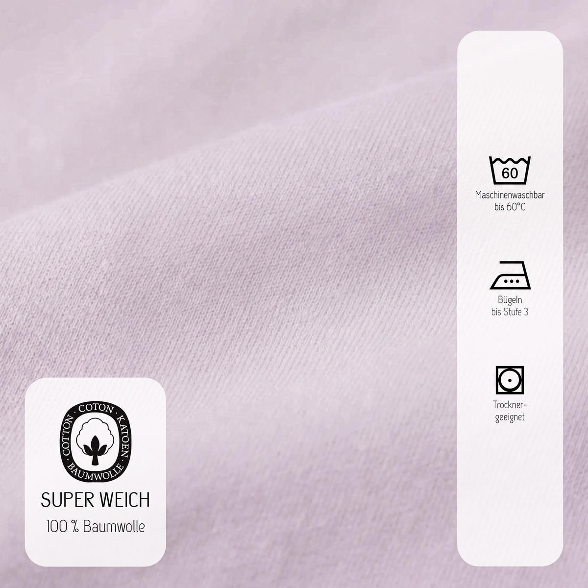 SPANNBETTTUCH Premium Jersey flieder, 60x120 cm - 70x140 cm - Flieder, Textil (70/140cm) - biberna