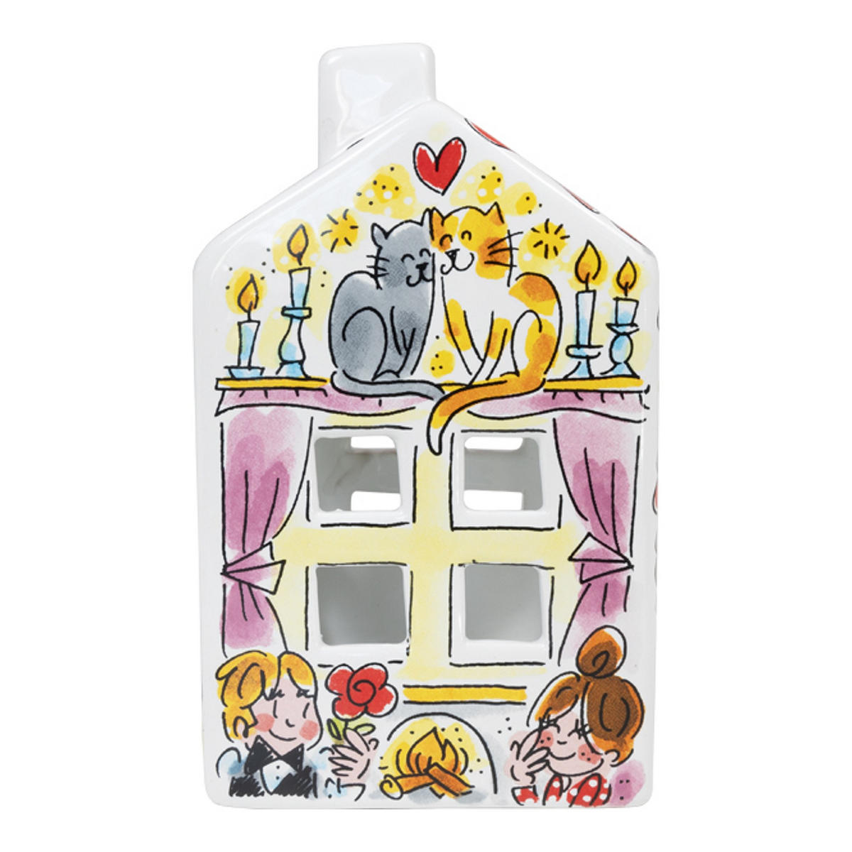TEELICHTHALTER Herzen in Bunt - 14,5cm - Multicolor, Keramik (8.5/14.5/8.3cm) - Blond Amsterdam