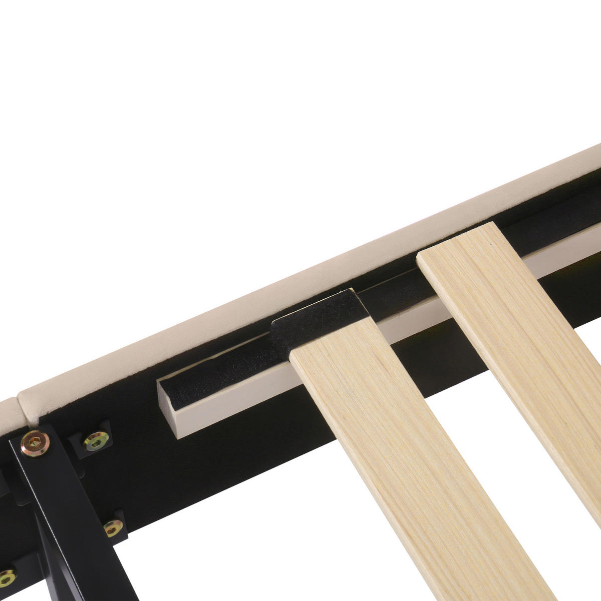 POLNJENA postelja iz žameta 90x200 cm bež z nastavljivim vzglavjem, letvenim dnom in stabilno oporo - bež, tekstil (90/200cm) - Modfu