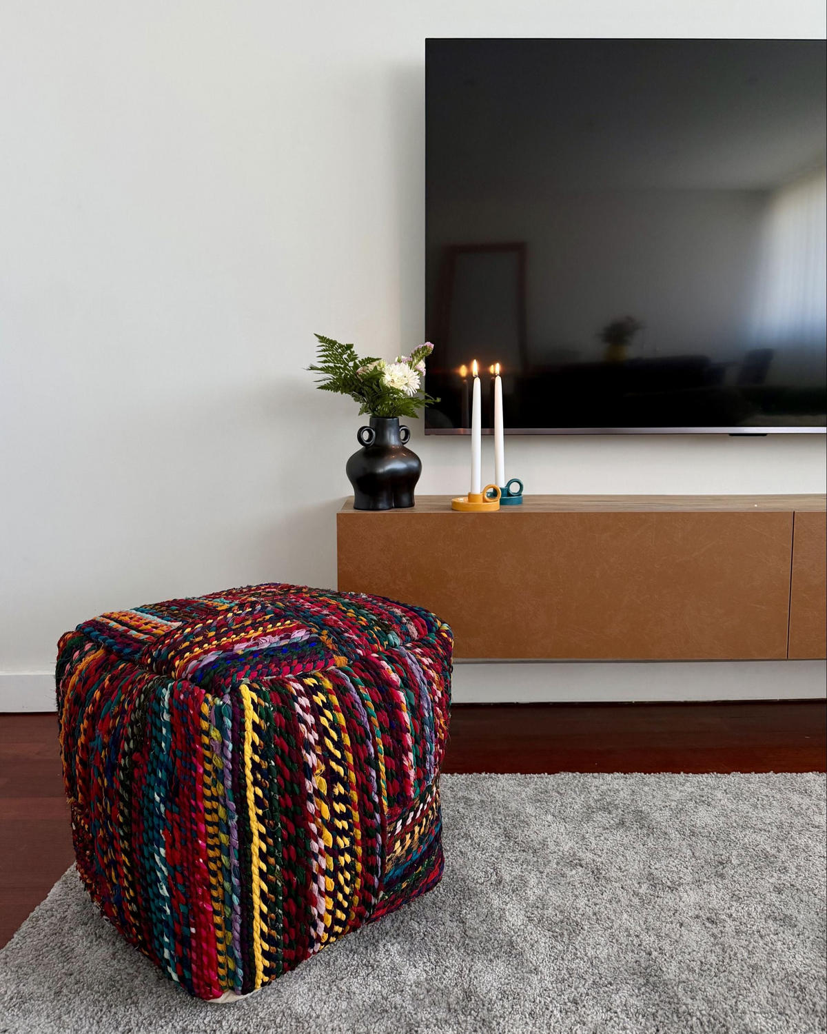 POUF multicolor Mekhtar - albastru/multicolor, materiale naturale (40/40/40cm) - Beliani