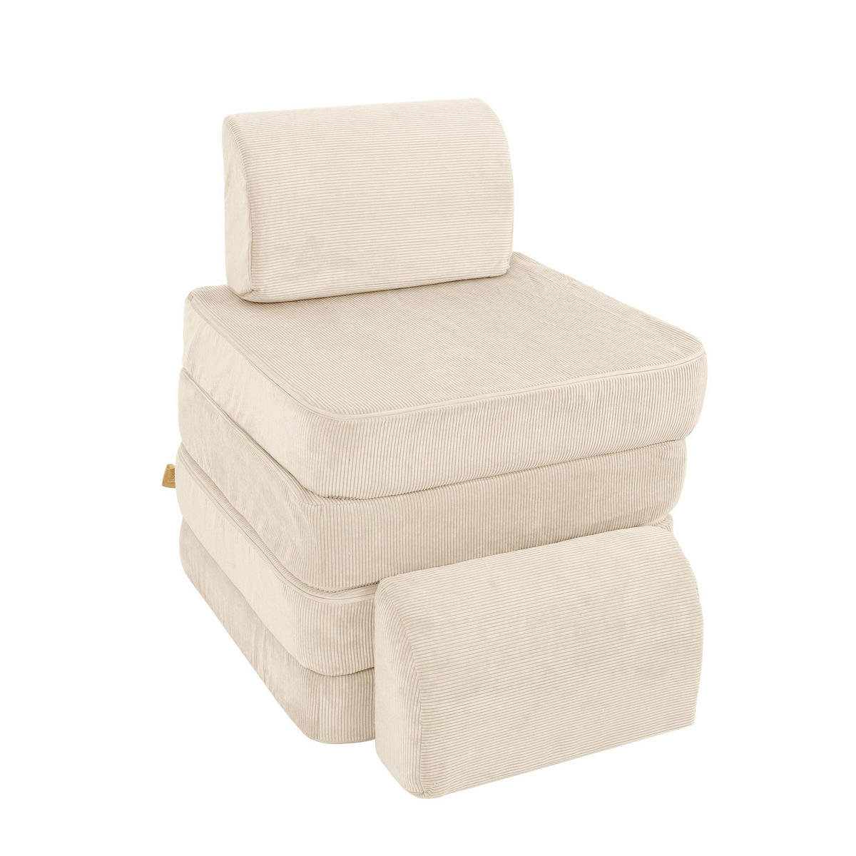KINDERSOFA Pocket Basic modular 4-tlg. aus Slimcord in Beige - Ecru, Textil (120/25/60cm) - MeowBaby