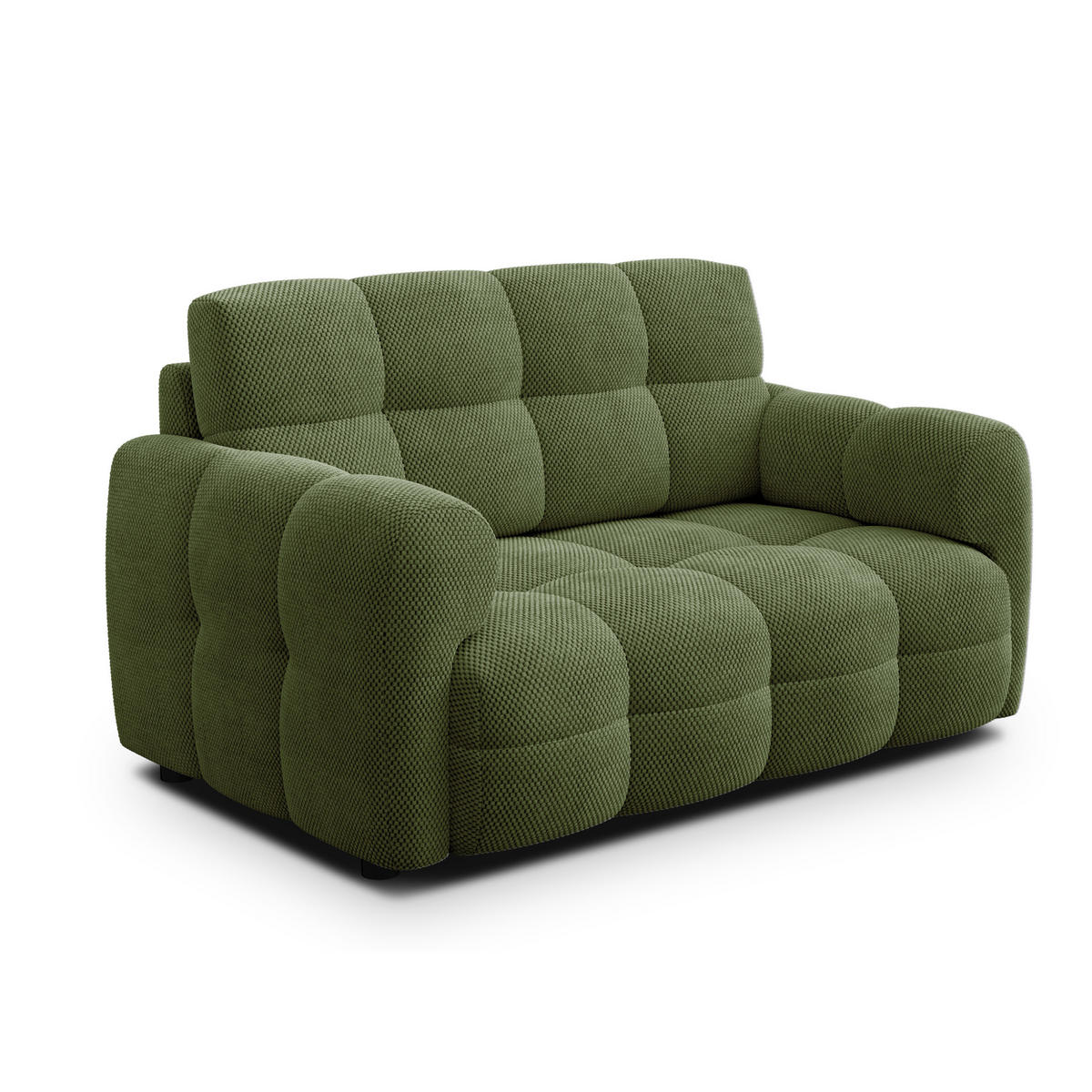SOFA MELLOW 2-Sitzer, olive - Schwarz/Grün, Holz/Textil (153/87/98cm) - Courtois Laville