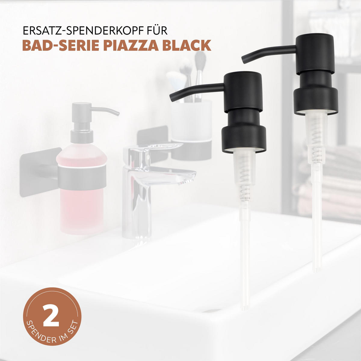 ERSATZ-SEIFENSPENDERPUMPKOPF PIAZZA BLACK 2er-Set, schwarz - Schwarz, Metall (6.7/16.5/3.1cm) - bremermann