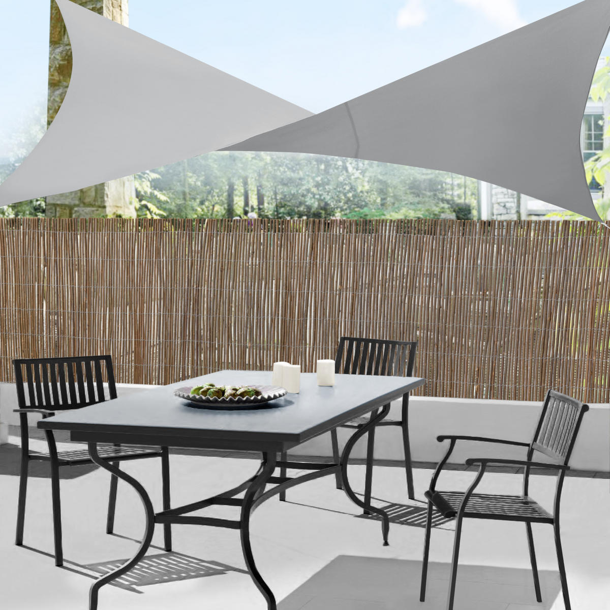 SONNENSEGEL Lerma quadratisch - Hellgrau, Textil (200/200cm) - [en.casa]