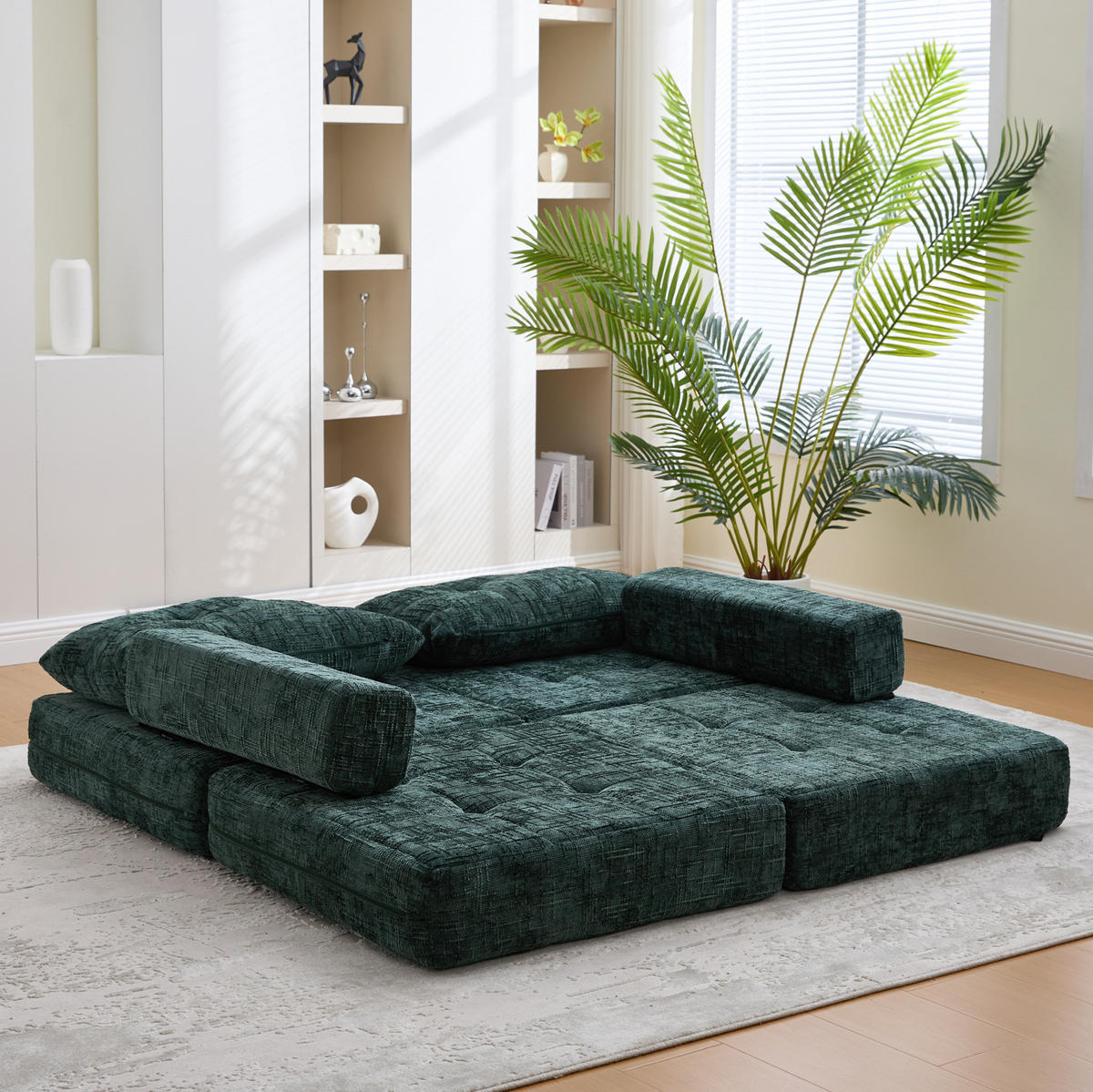 SCHLAFSESSEL klappbar 79x180 cm Chenille Emerald - Grün, Kunststoff (79/57/79cm) - Beauniv