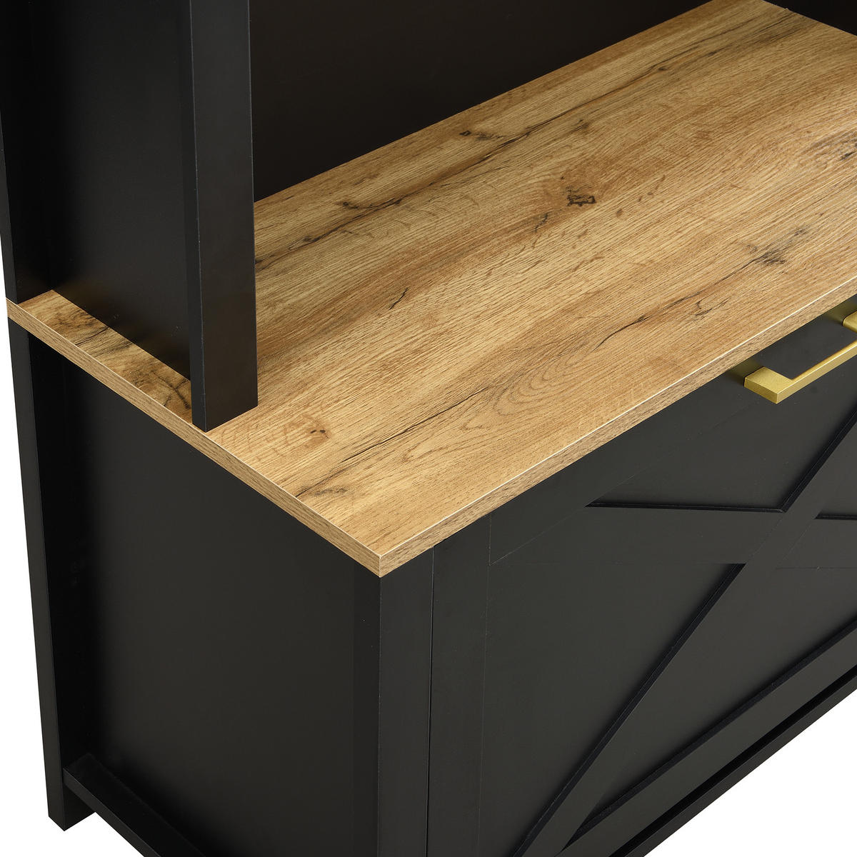 GARDEROBE Schuhregal Haken MDF - Schwarz, Holz (75/195/35cm) - LEBENLANG