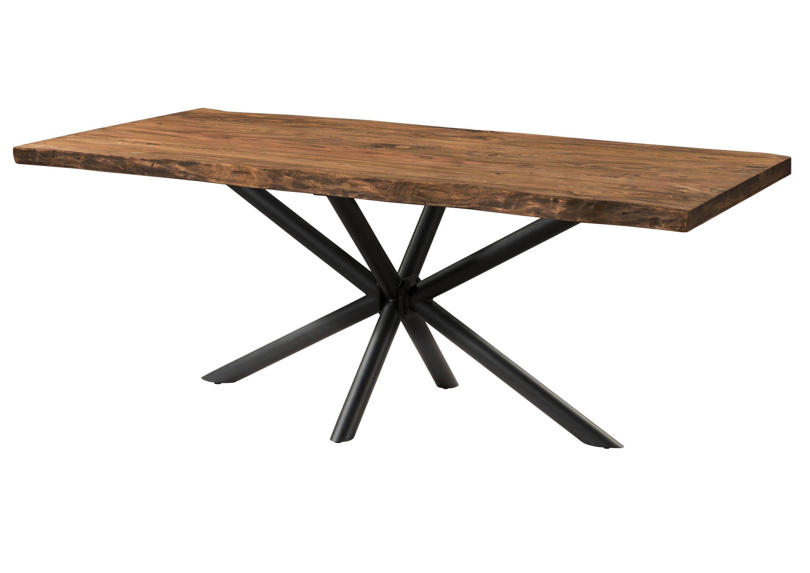 BAUMTISCH Sheesham 220x100x76 natur gebeizt / Kreuzgestell anthrazit matt FREEFORM 5 - Naturfarben, Holz (220/100/76cm) - Massivmoebel24