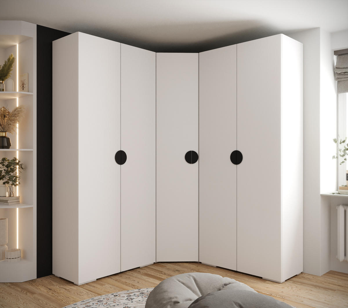 GARDEROBEN-SET 236,7/181,7/47 - Schwarz/Weiß, Holz/Kunststoff (181.7/236.7/47cm) - Abiks Möbel