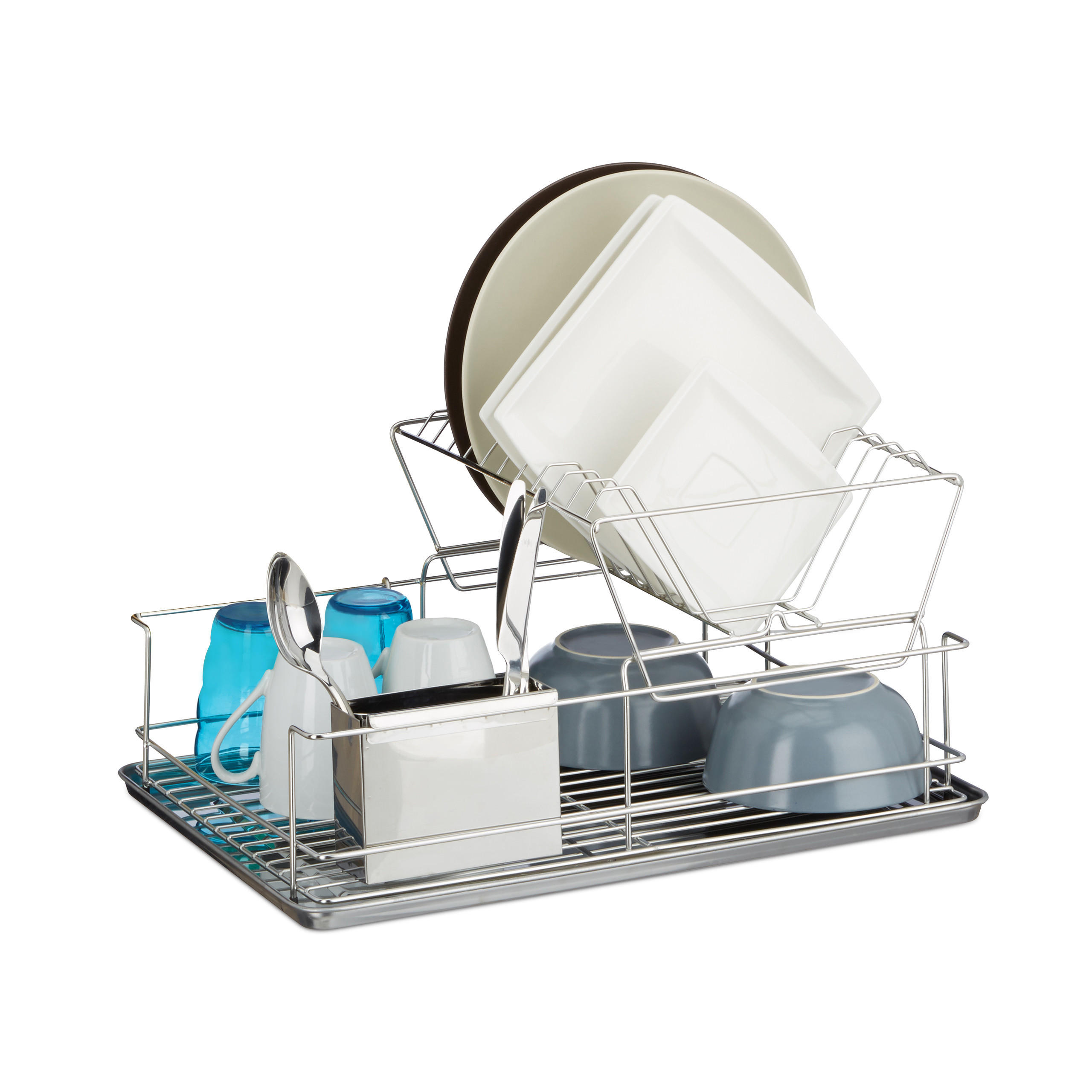 Relaxdays Abtropfgestell Silber 48x23.5x32 cm