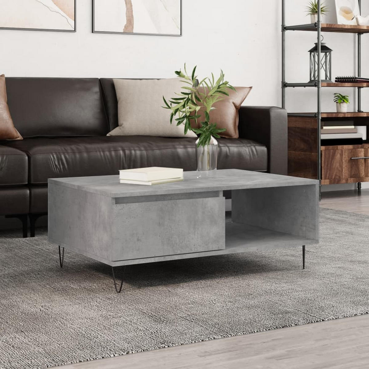 COUCHTISCH Betongrau 90x60x35 cm Holzwerkstoff - Grau, Holzwerkstoff (90/60/35cm) - furnicato