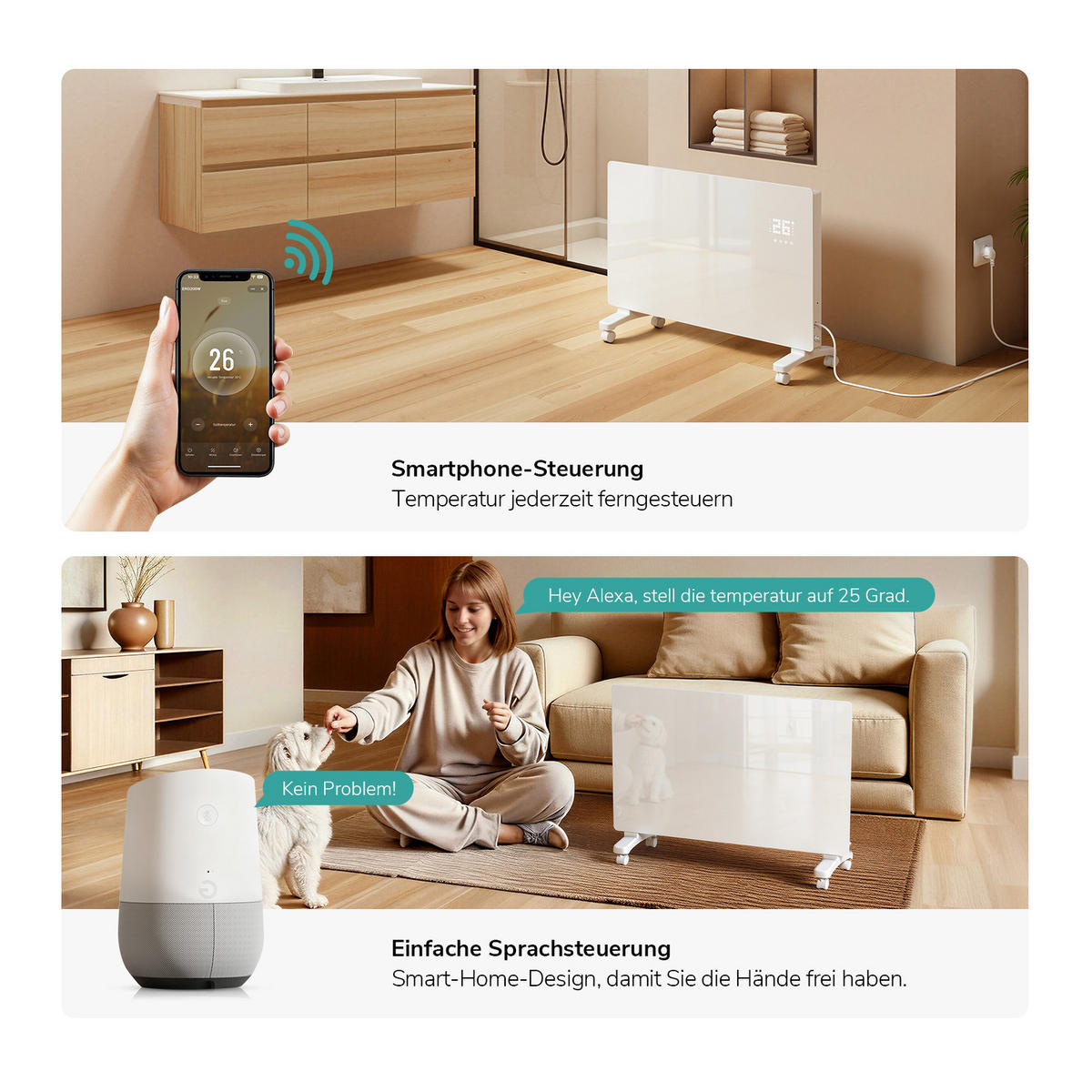 GLASHEIZUNG Weiß 77/46,5/23,7 cm - Weiß, Glas/Metall (77/46/24cm) - EMKE