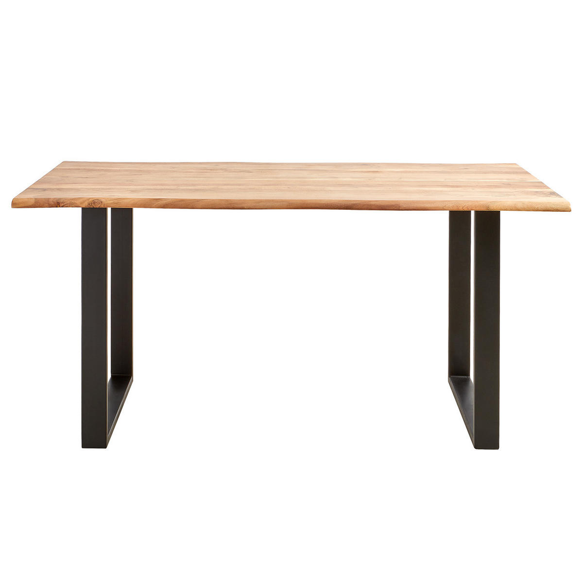 ESSTISCH mit Massivholzplatte - Metall / Massivholz - Akazie Braun / Schwarz - Schwarz/Braun, Holz/Metall (90/160/76cm) - home24