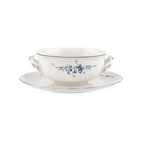 SUPPENTASSE MIT UNTERTASSE Vieux Luxembourg weiß-blau 260 ml - Blau/Weiß, Keramik (260L) - Villeroy & Boch