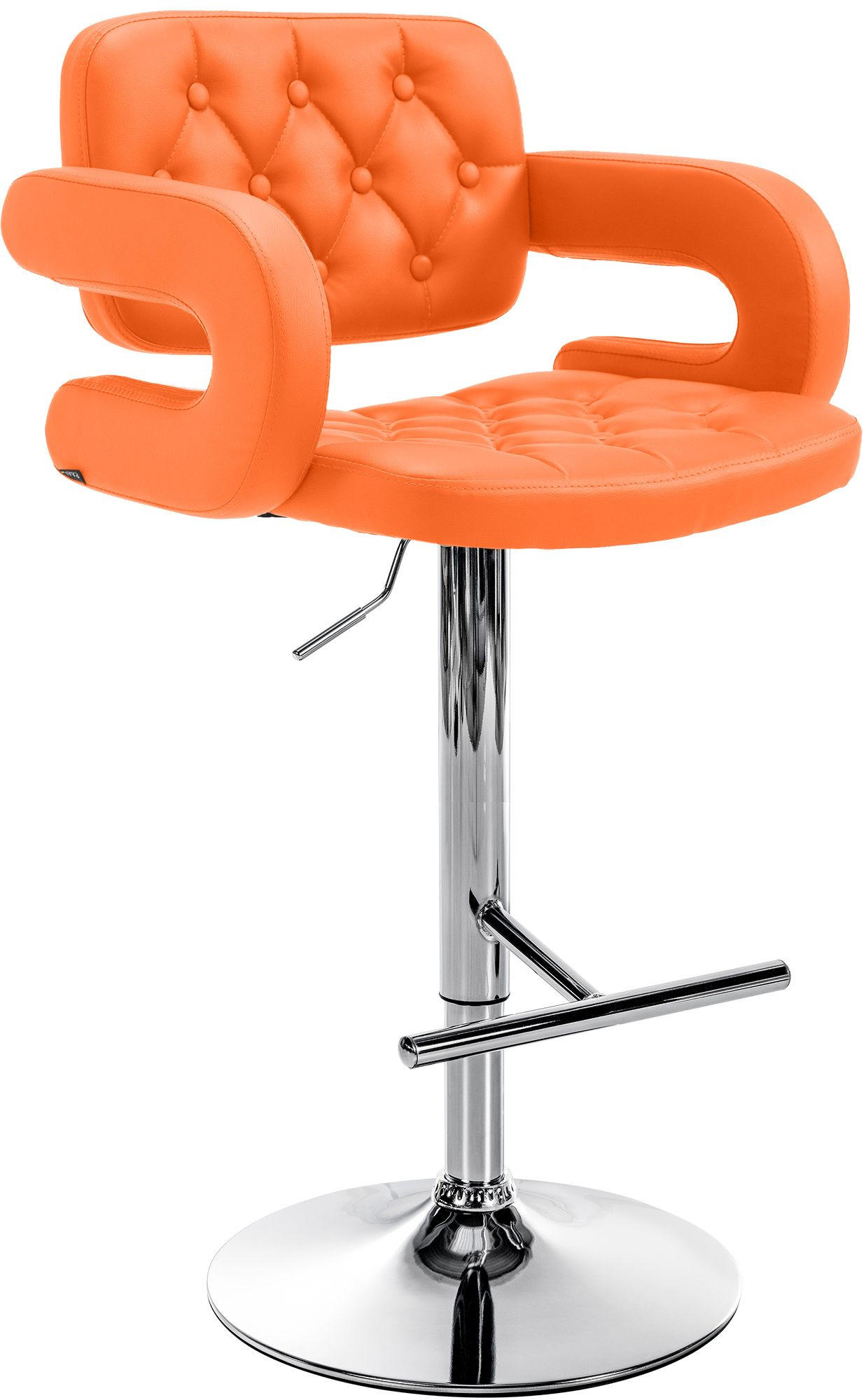 BARHOCKER Lederlook orange - Chromfarben/Orange, Textil/Metall (62/103/55cm) - CLP