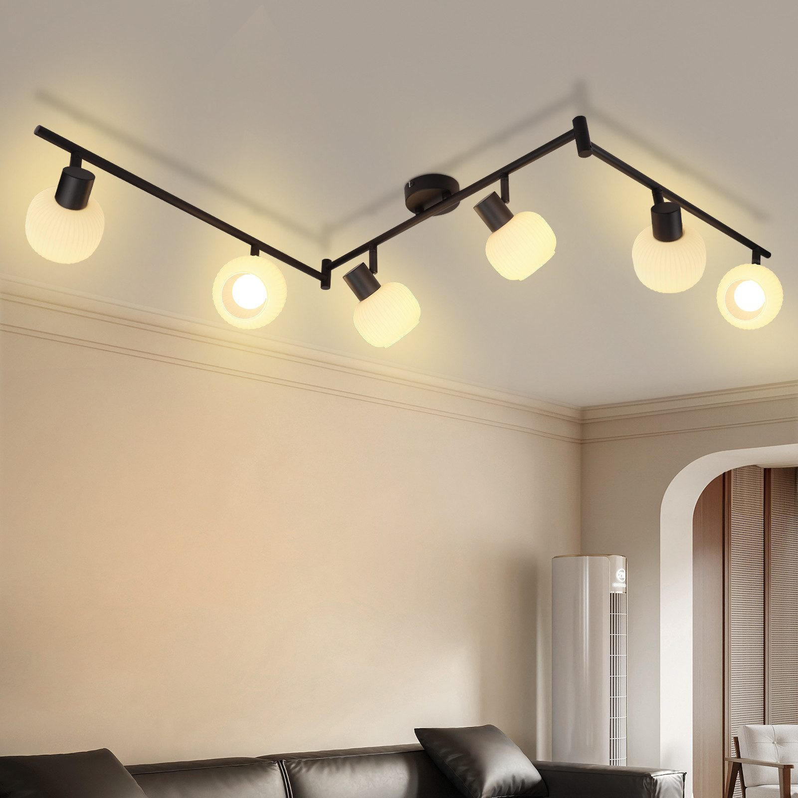 Thumbnail - ZMH Deckenstrahler, Schwarz, Metall, Vintage, 10x17.5x150 cm, Lampen & Leuchten, Innenbeleuchtung, Spots & Strahler, Dec...