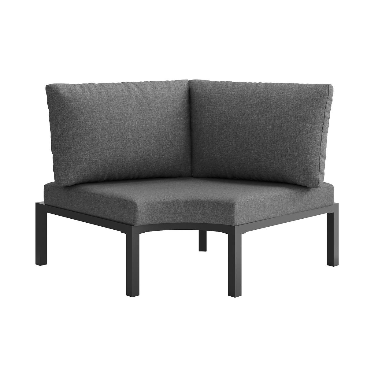 GARTENSETS aus Eisen 114x60x77cm Grau mit Sicherheitsglas-Coffeetable - Grau, Metall - Modfu