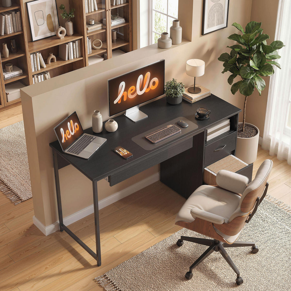 BÜROTISCH Schwarz 1 Stück - Schwarz, Holzwerkstoff (52.3/120/76cm) - GiPP