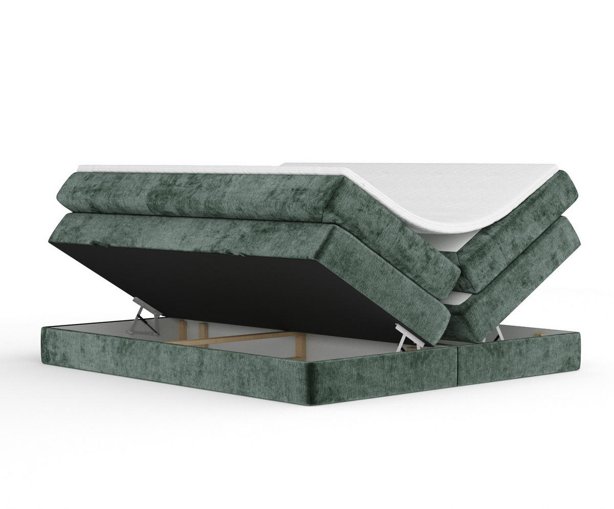 BOXSPRINGBETT Juniper Grün 200/200 cm - Schwarz/Grün, Holz/Holzwerkstoff (200/200cm) - Maison de Reve