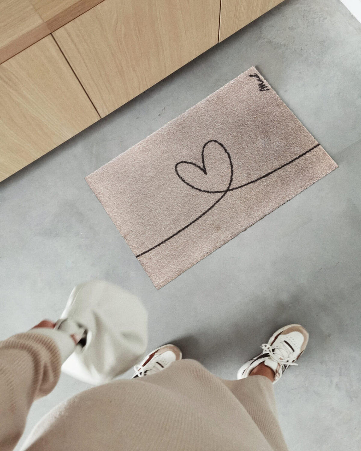 INDOOR FUßMATTE "Cezan" mit Motiv "Herz" Beige 50 x 75 cm - Beige/Schwarz, Kunststoff/Textil (50/75cm) - MAD ABOUT MATS