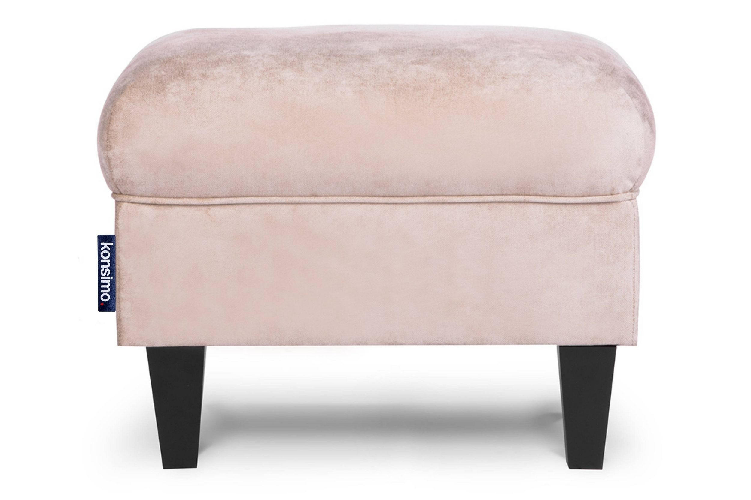 SITZHOCKER MILES Pouffe, Beige - Beige/Schwarz, Holz/Textil (55/42/40cm) - KONSIMO®
