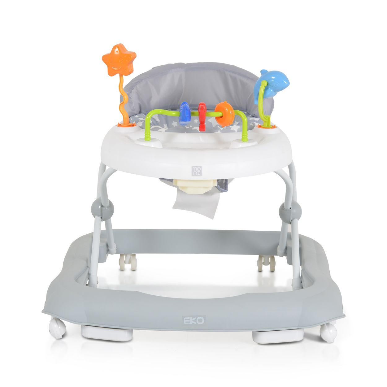 LAUFHILFE Eko grau höhenverstellbar, gepolsteter Sitz und Spielcenter - Grau, Kunststoff (66/52/62cm) - Moni