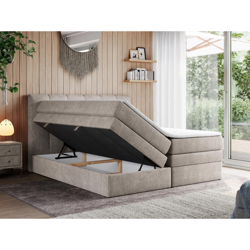 Thumbnail - MKS Boxspringbett, Beige, Textil, 2-Sitzer, H4, Rechteckig, 200x200 cm, Schlafzimmer, Betten, Boxspringbetten