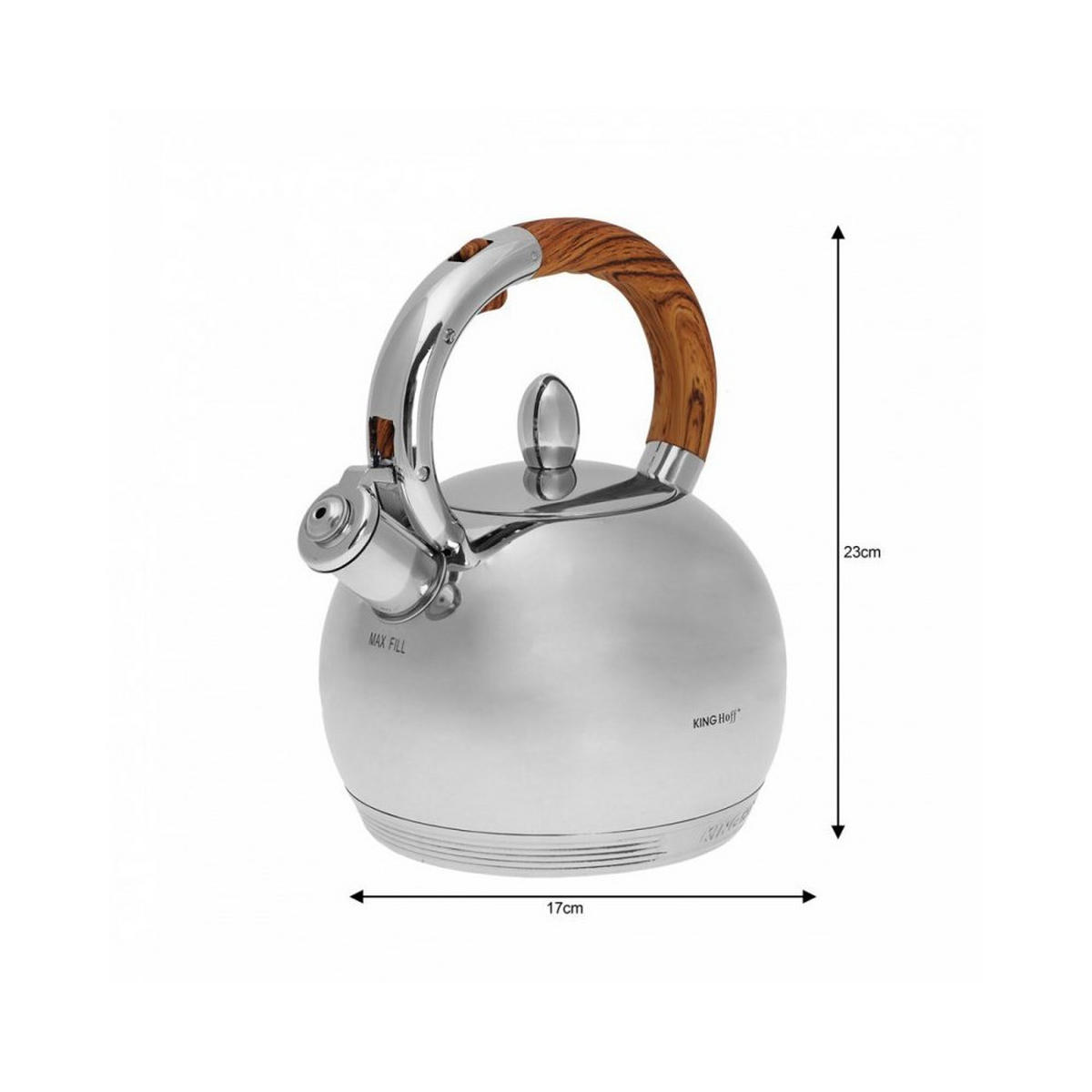 WASSERKESSEL Silber 25/22/23 cm 12482 - Silberfarben, Metall (25cm) - Kinghoff 