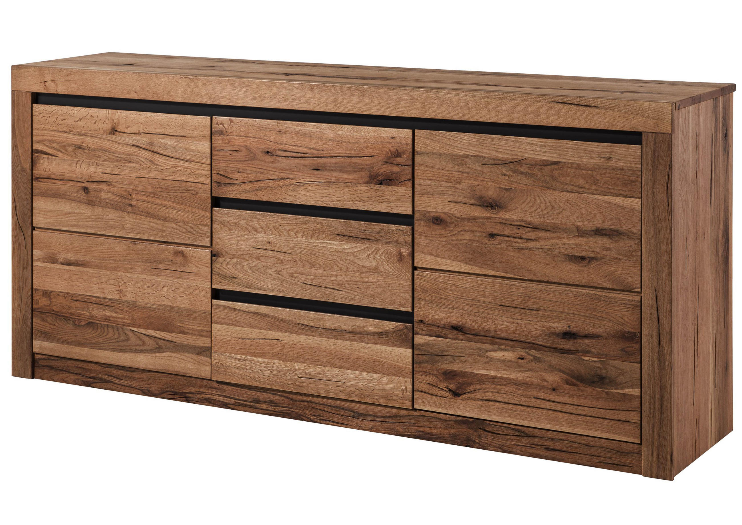SIDEBOARD Wildeiche / Zerreiche 185x43x80 braun geölt MONTREUX #355 - Braun, Holzwerkstoff (185/80/43cm) - Massivmoebel24