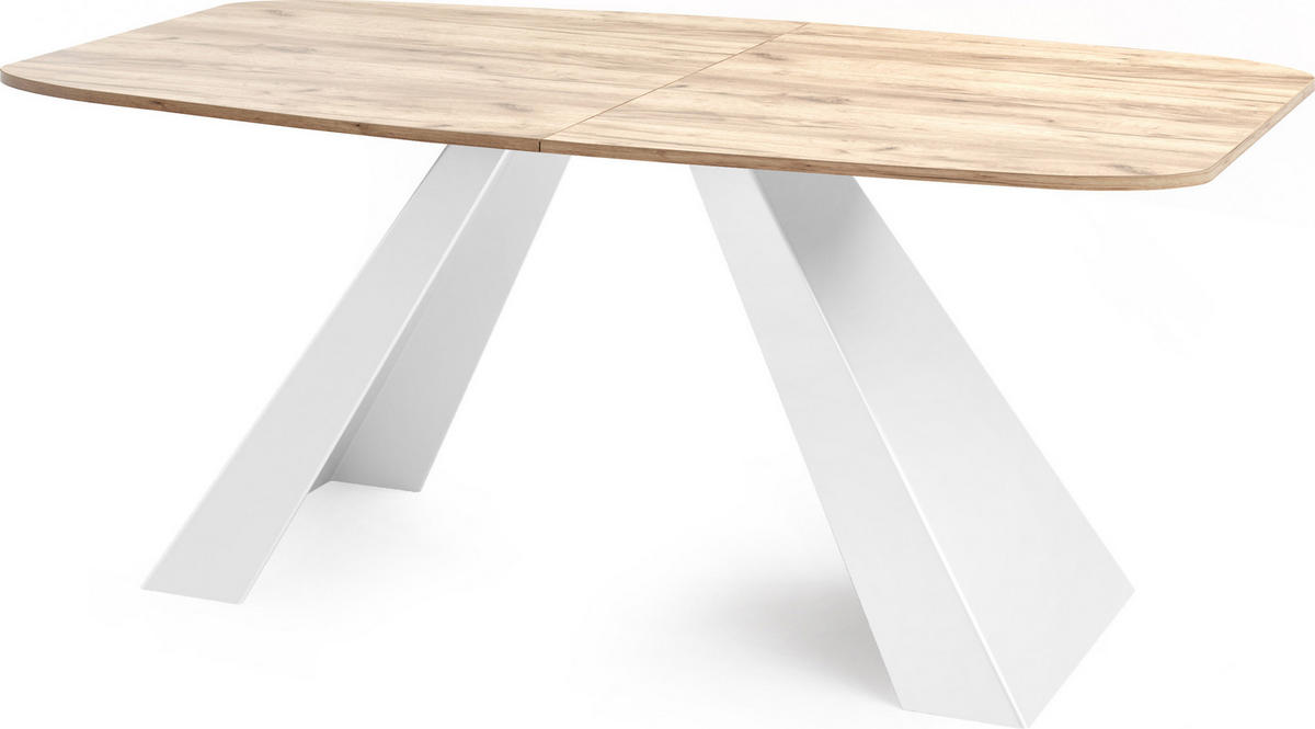 ESSTISCH Monte Weiß rechteckig ausziehbar, Craft Eiche 160-200/80/76 cm - Eiche Wotan/Weiß, Holzwerkstoff/Metall (160/80/76cm) - WFL GROUP